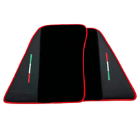 Black Floor Mats for Ferrari 296 GTS (2022-2024) with Leather and Red Trim - AutoWin