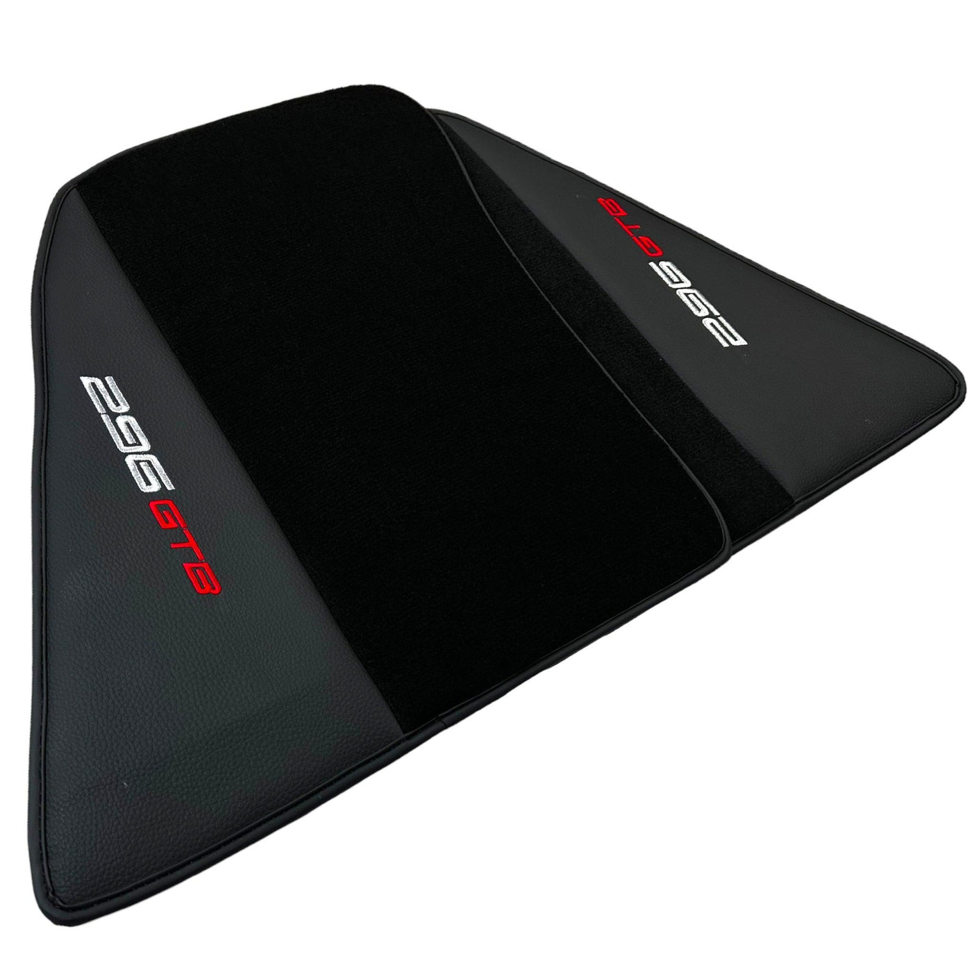 Black Floor Mats for Ferrari 296 GTB (2022-2024) with Leather - AutoWin