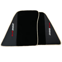 Black Floor Mats for Ferrari 296 GTB (2022-2024) with Leather | Beige Trim - AutoWin