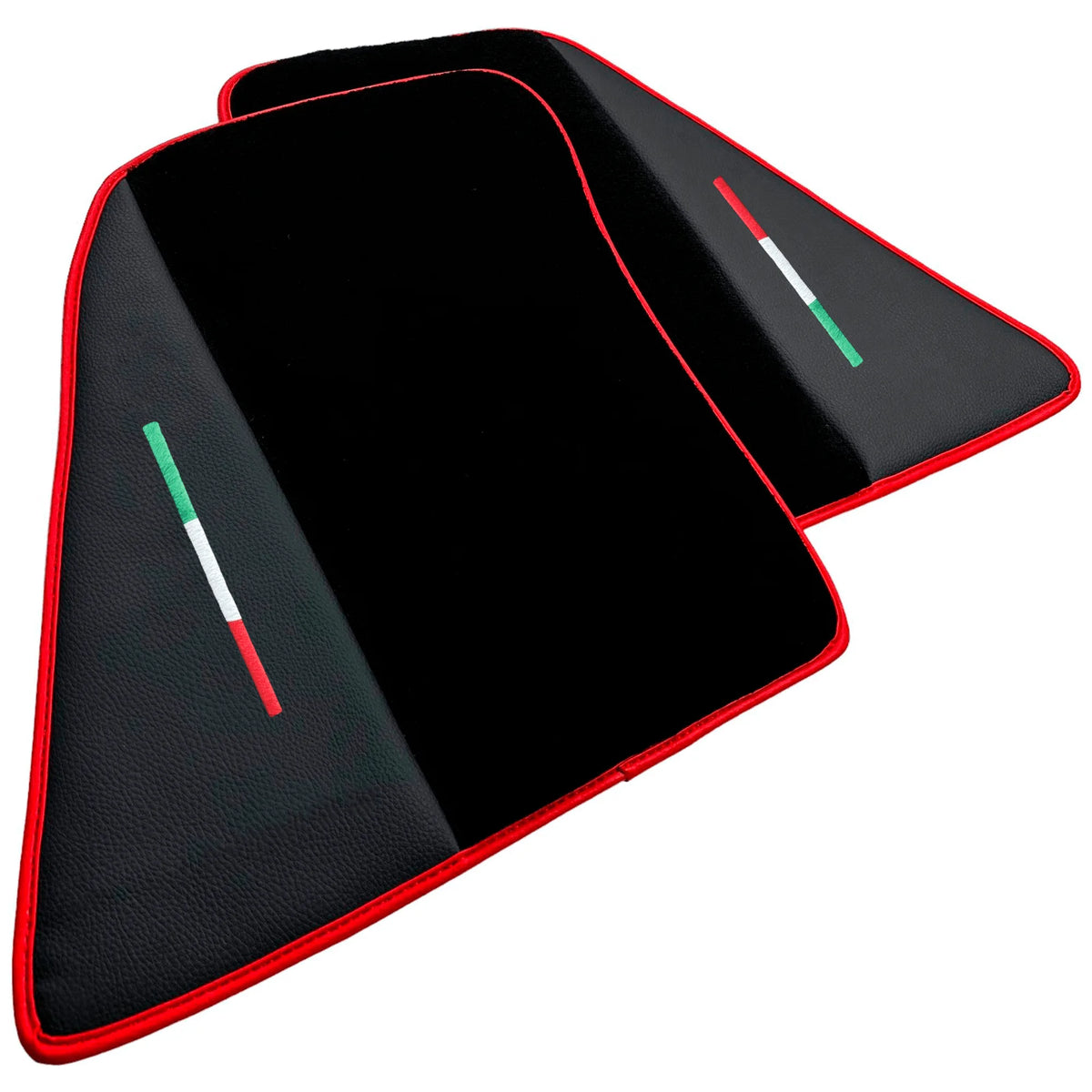 Black Floor Mats for Ferrari 296 GTB (2022-2027) with Leather and Red Trim - AutoWin