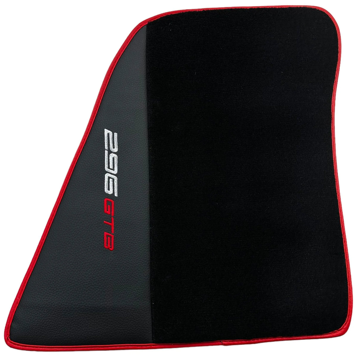 Black Floor Mats for Ferrari 296 GTB (2022-2027) with Leather and Red Trim - AutoWin