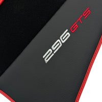 Black Floor Mats for Ferrari 296 GTS (2022-2024) with Leather and Red Trim - AutoWin
