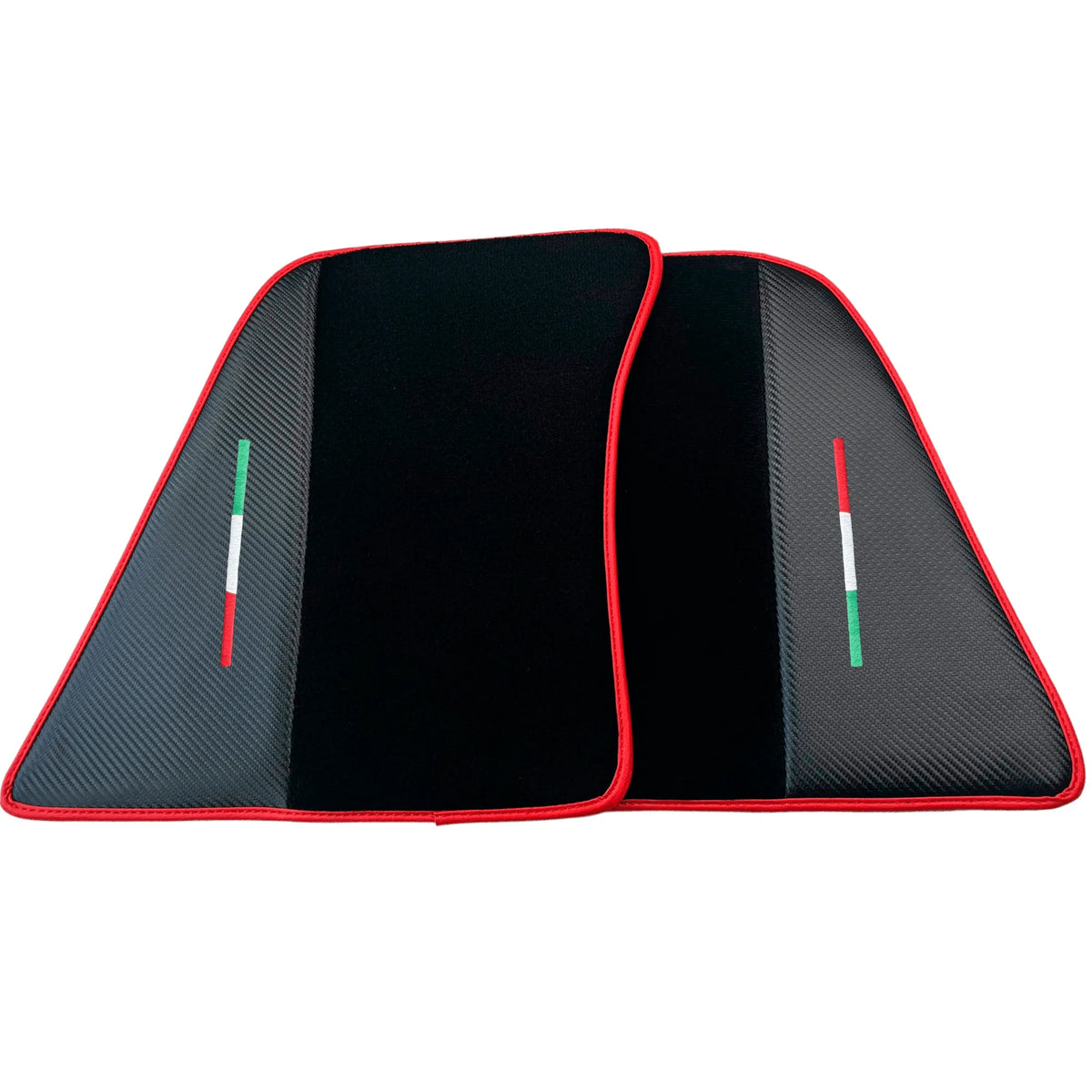 Black Floor Mats for Ferrari 296 GTS (2022-2027) with Carbon Fiber | Red Trim - AutoWin