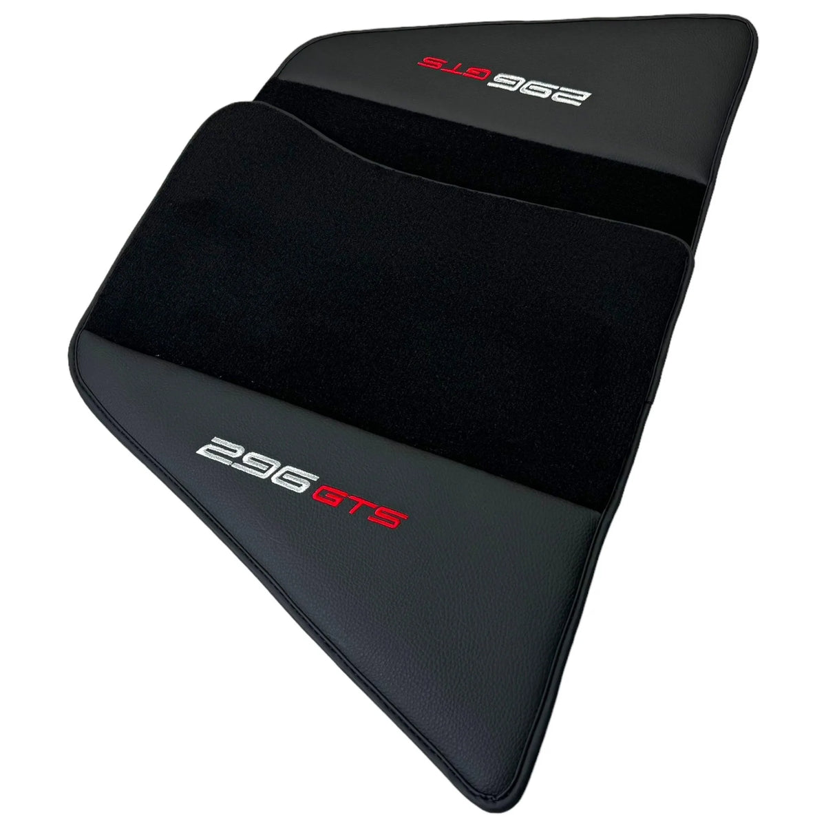 Black Floor Mats for Ferrari 296 GTS (2022-2027) with Leather - AutoWin