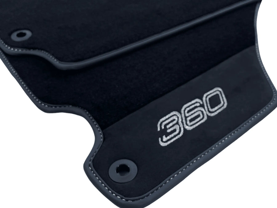 Black Floor Mats For Ferrari 360 Modena 1999-2005 With Alcantara Leather - AutoWin