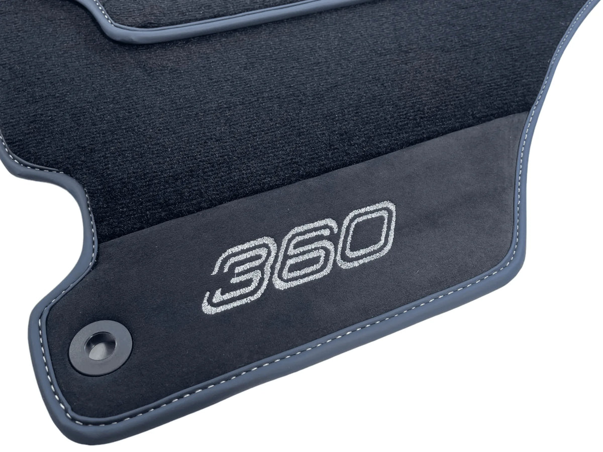 Black Floor Mats For Ferrari 360 Modena 1999-2005 With Alcantara Leather - AutoWin