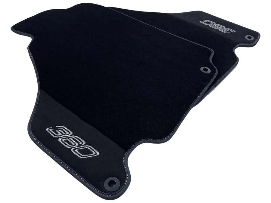 Black Floor Mats For Ferrari 360 Modena 1999-2005 With Alcantara Leather - AutoWin