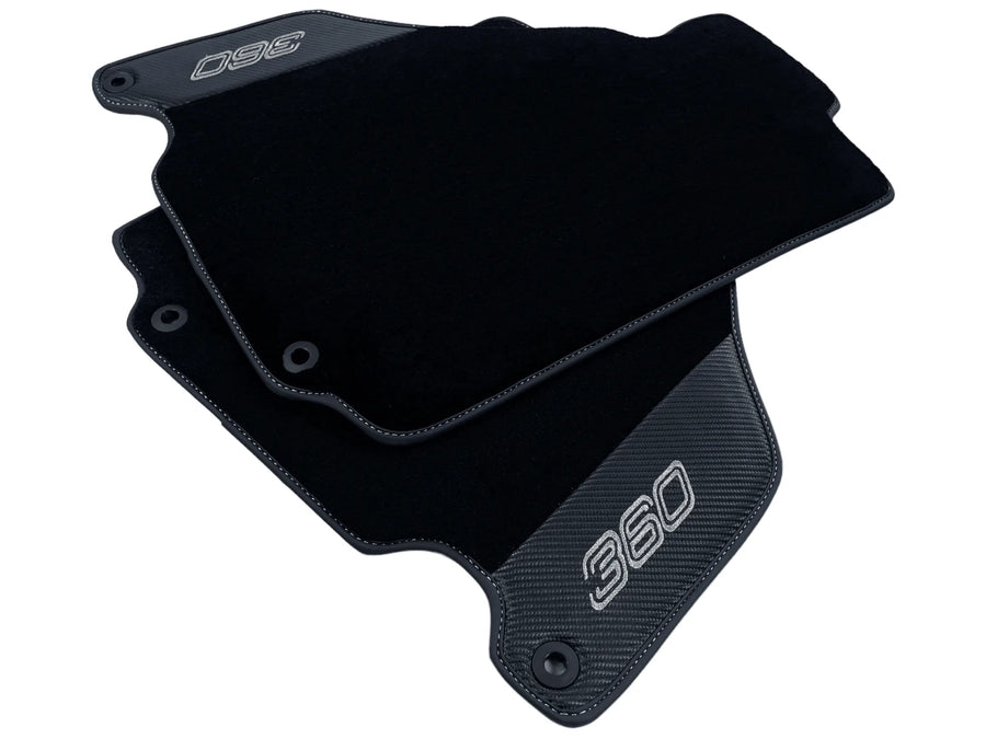 Black Floor Mats For Ferrari 360 Modena 1999-2005 With Carbon Fiber Leather - AutoWin