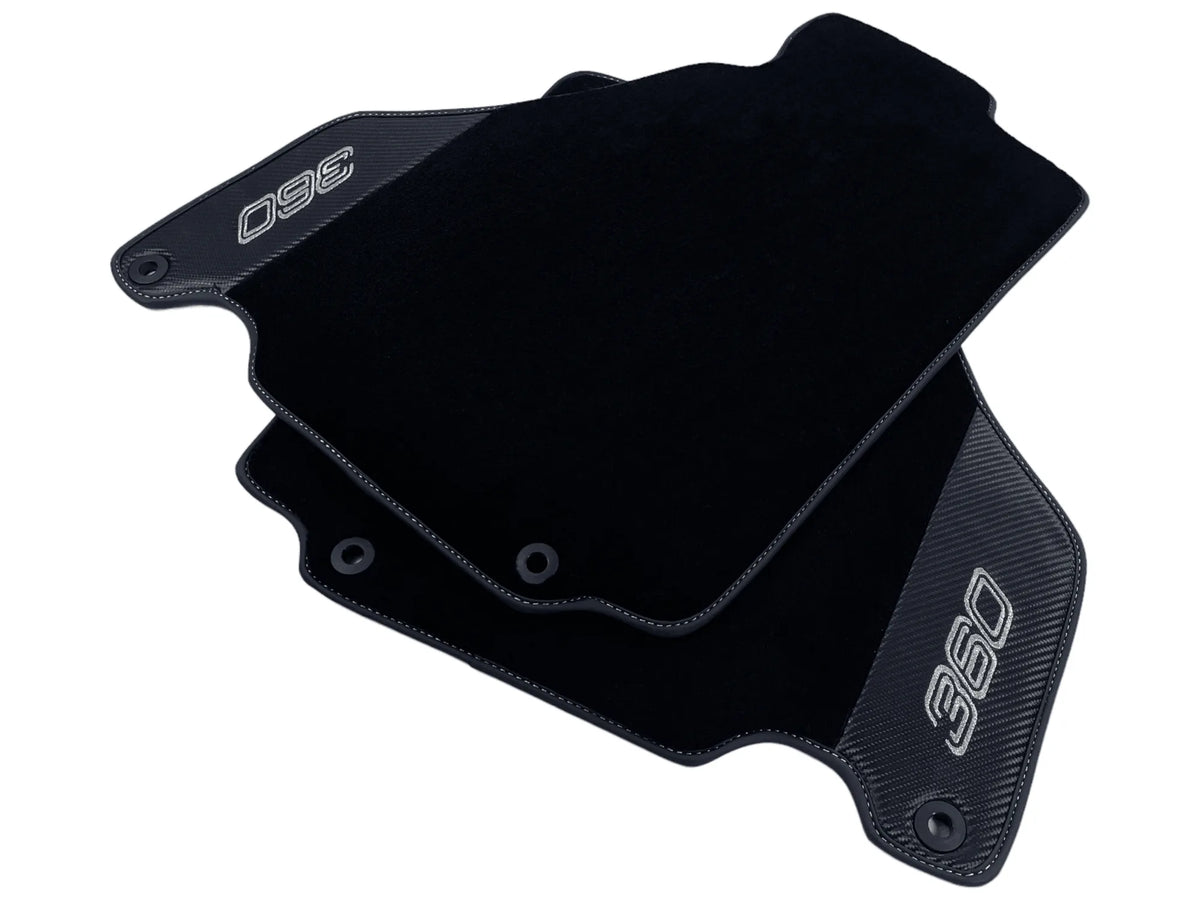 Black Floor Mats For Ferrari 360 Modena 1999-2005 With Carbon Fiber Leather - AutoWin