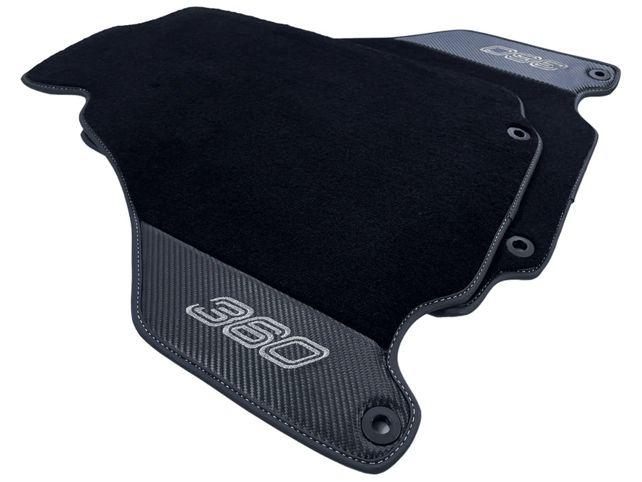 Black Floor Mats For Ferrari 360 Modena 1999-2005 With Carbon Fiber Leather - AutoWin