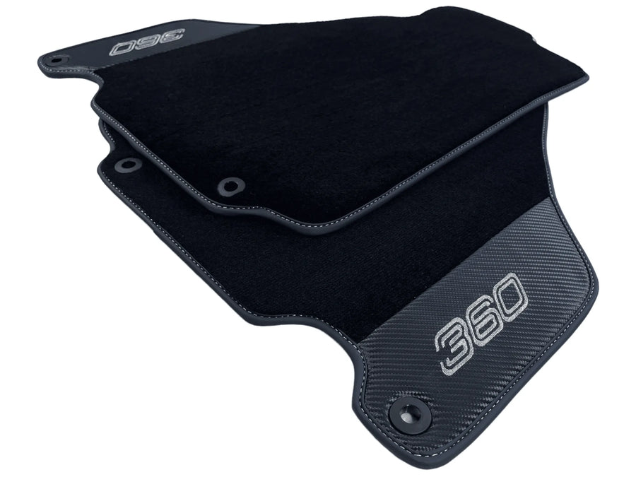 Black Floor Mats For Ferrari 360 Modena 1999-2005 With Carbon Fiber Leather - AutoWin