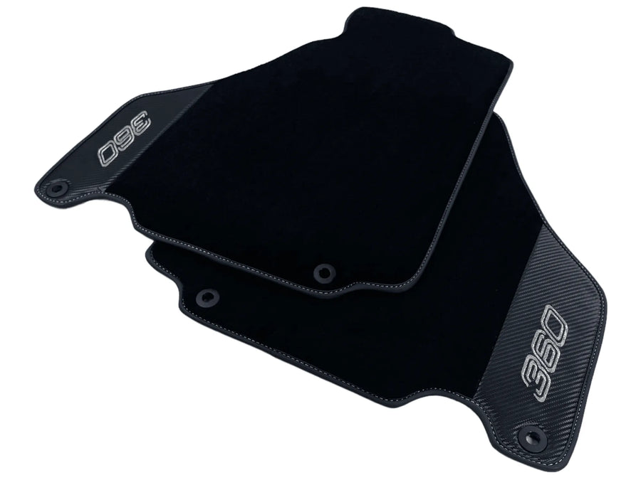 Black Floor Mats For Ferrari 360 Modena 1999-2005 With Carbon Fiber Leather - AutoWin