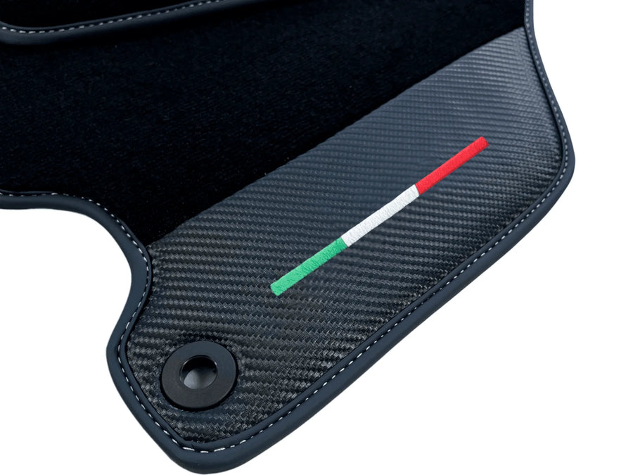 Black Floor Mats For Ferrari 360 Modena 1999-2005 With Carbon Fiber Leather - AutoWin