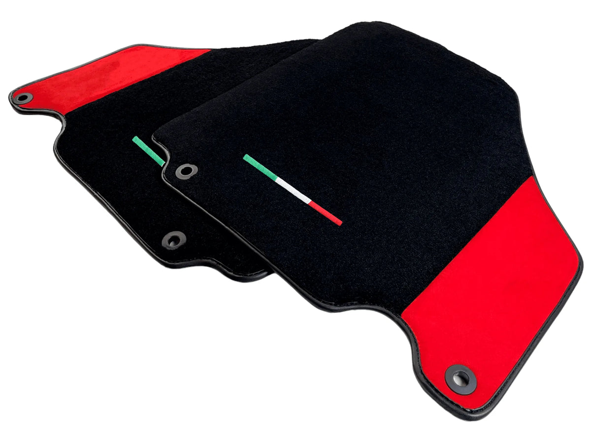Black Floor Mats For Ferrari 360 Modena 1999-2005 With Red Alcantara Leather - AutoWin
