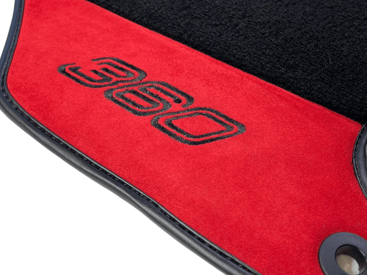Black Floor Mats For Ferrari 360 Modena 1999-2005 With Red Alcantara Leather - AutoWin