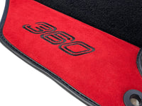 Black Floor Mats For Ferrari 360 Modena 1999-2005 With Red Alcantara Leather - AutoWin