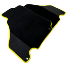 Black Floor Mats for Ferrari 360 Spider with Alcantara Leather | Yellow Trim - AutoWin
