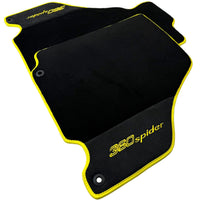 Black Floor Mats for Ferrari 360 Spider with Alcantara Leather | Yellow Trim - AutoWin