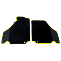 Black Floor Mats for Ferrari 360 Spider with Alcantara Leather | Yellow Trim - AutoWin