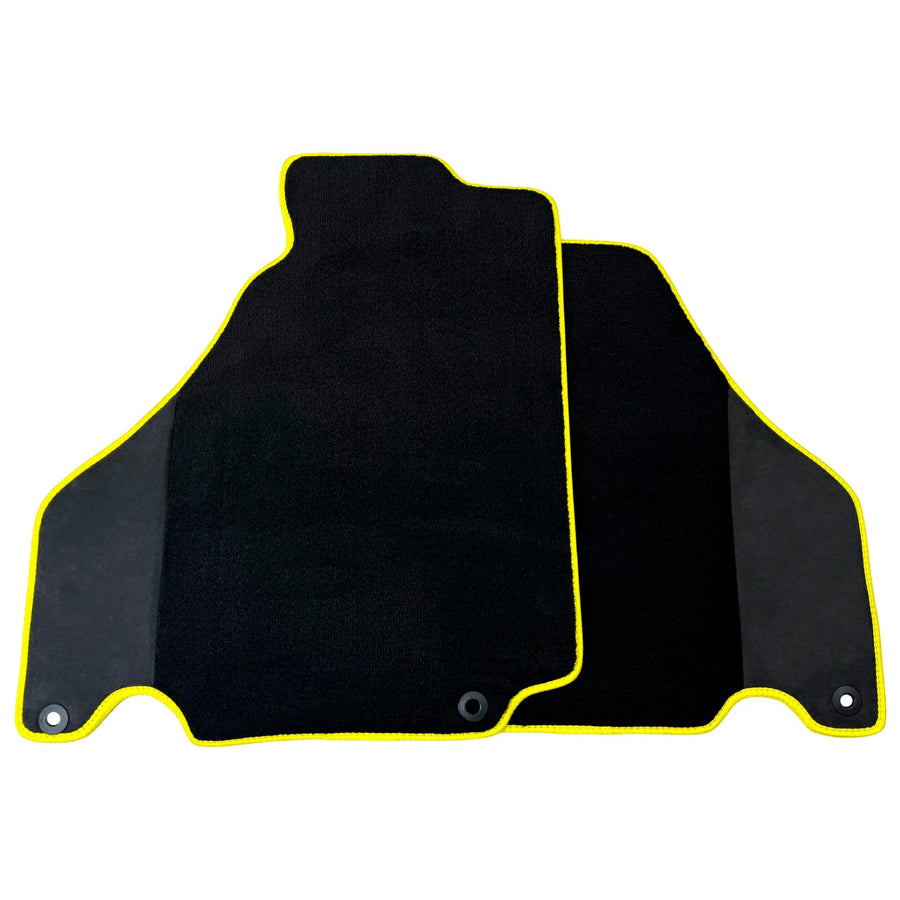 Black Floor Mats for Ferrari 360 Spider with Alcantara Leather | Yellow Trim - AutoWin