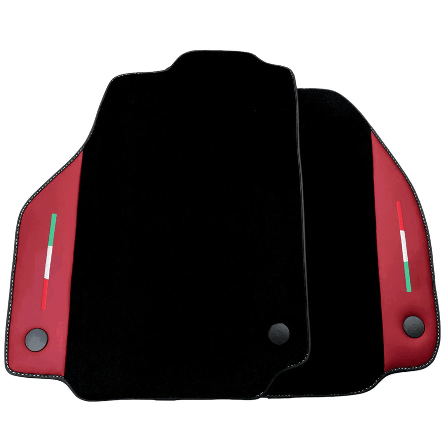 Black Floor Mats for Ferrari 458 GT2 (2012-2015) with Bordeaux Nappa Leather | Italian Edition