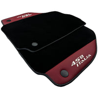 Black Floor Mats for Ferrari 458 Italia (2009-2015) with Bordeaux Nappa Leather - AutoWin