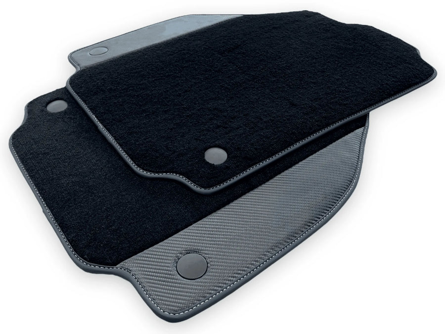 Black Floor Mats For Ferrari 458 Italia 2009-2015 With Carbon Fiber Leather - AutoWin