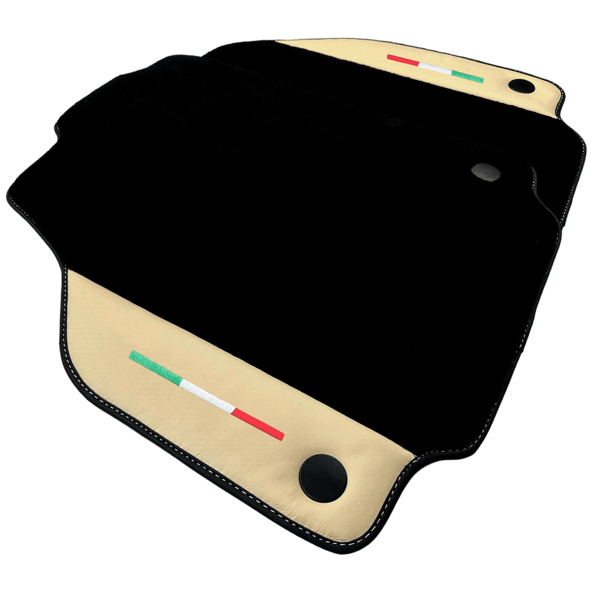 Black Floor Mats for Ferrari 458 Italia (2009-2015) with Crema Nappa Leather