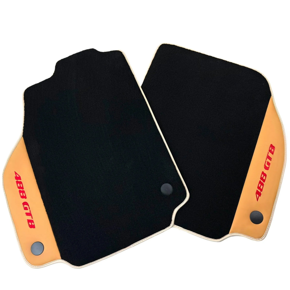 Black Floor Mats For Ferrari 488 GTB (2015-2022) with Beige Nappa Leather - AutoWin