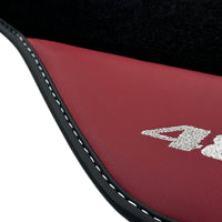 Black Floor Mats for Ferrari 488 GTB (2015-2022) with Bordeaux Nappa Leather - AutoWin
