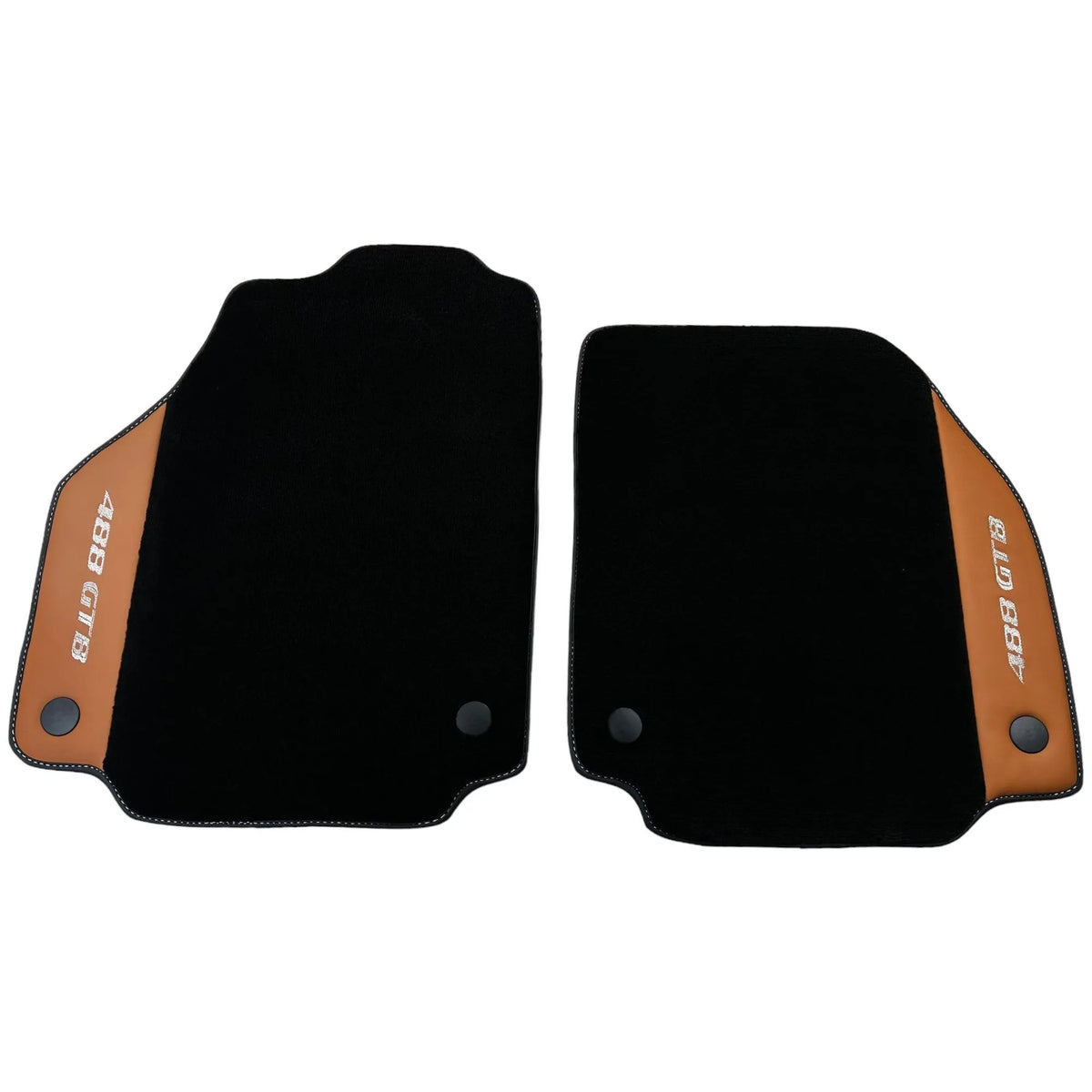 Black Floor Mats for Ferrari 488 GTB (2015-2022) with Cuoio Nappa Leather - AutoWin