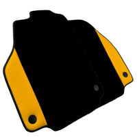 Black Floor Mats for Ferrari 488 GTB (2016-2022) with Yellow Leather