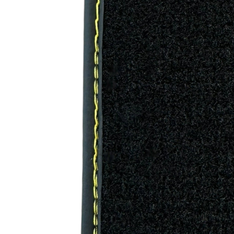 Black Floor Mats for Ferrari 488 GTB (2016-2022) with Yellow Leather | Italian Edition