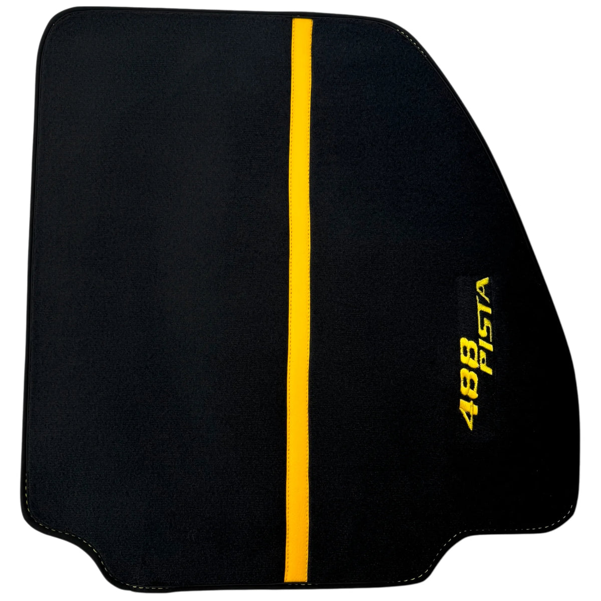 Black Floor Mats For Ferrari 488 Pista 2019-2021 With Yellow Leather