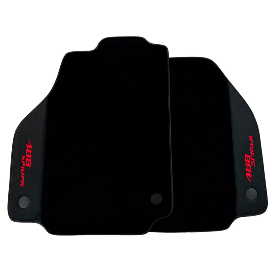 Black Floor Mats for Ferrari 488 Spider (2016-2022) with Alcantara | Red Sewing