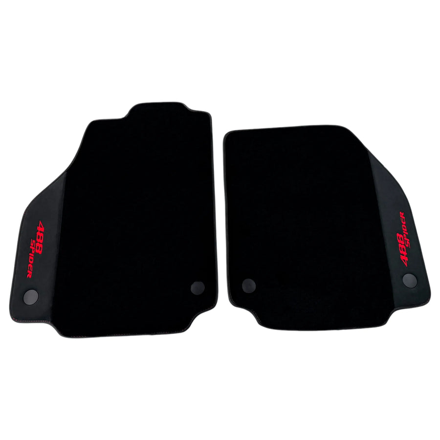 Black Floor Mats for Ferrari 488 Spider (2016-2022) with Alcantara | Red Sewing