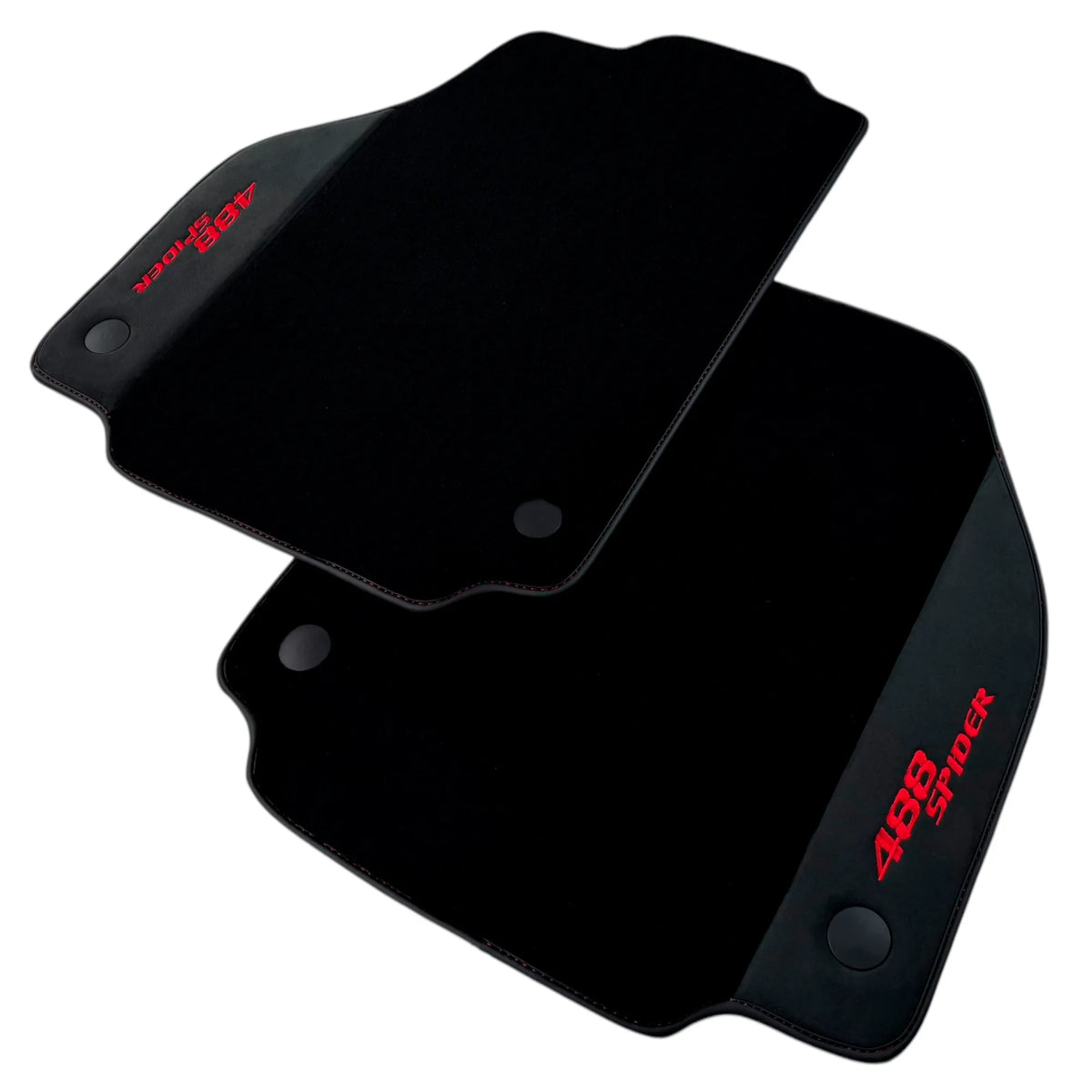 Black Floor Mats for Ferrari 488 Spider (2016-2022) with Alcantara | Red Sewing