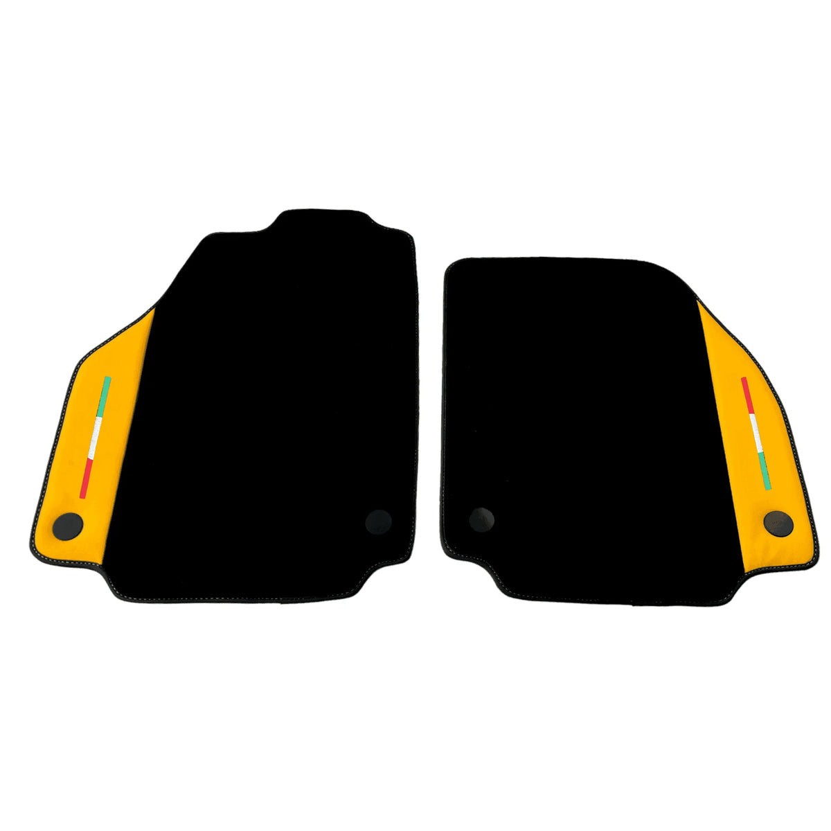 Black Floor Mats for Ferrari 488 Spider (2016-2022) with Yellow Leather | Italian Edition