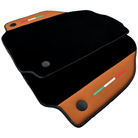 Black Floor Mats for Ferrari 488 Pista Spider (2019-2021) with Cuoio Nappa Leather - AutoWin