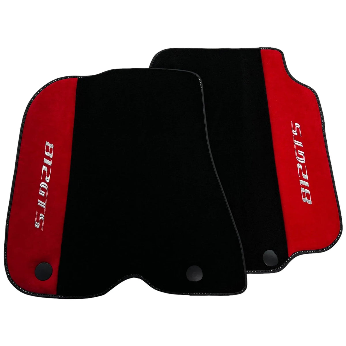Black Floor Mats for Ferrari 812 GTS (2019-2023) with Red Alcantara Leather - AutoWin