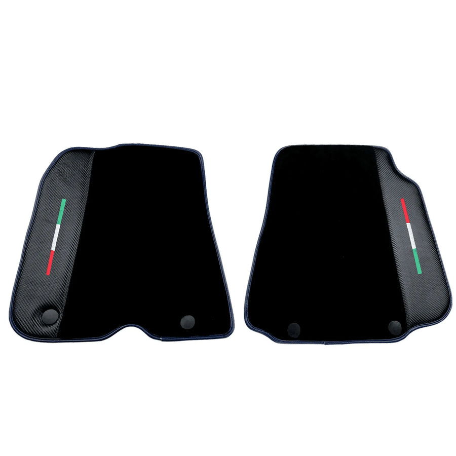 Black Floor Mats for Ferrari 812 Superfast (2018-2023) with Carbon Leather | Blue Trim - AutoWin