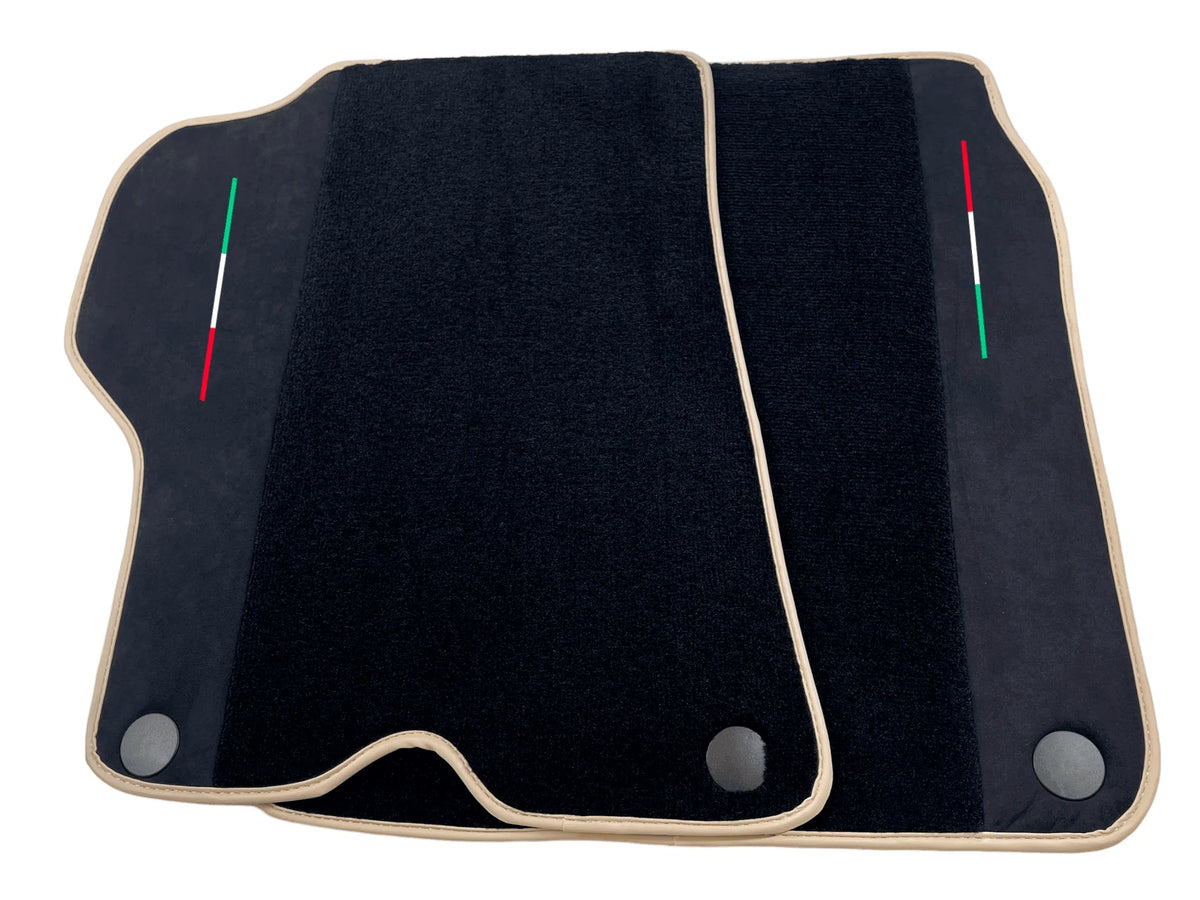 Black Floor Mats For Ferrari California 2008-2014 With Alcantara Beige Trim - AutoWin