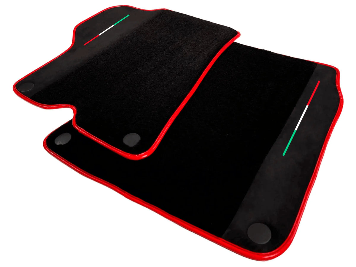 Black Floor Mats For Ferrari California 2008-2014 With Alcantara Red Trim - AutoWin