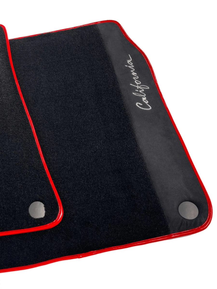 Black Floor Mats For Ferrari California 2008-2014 With Alcantara Red Trim - AutoWin