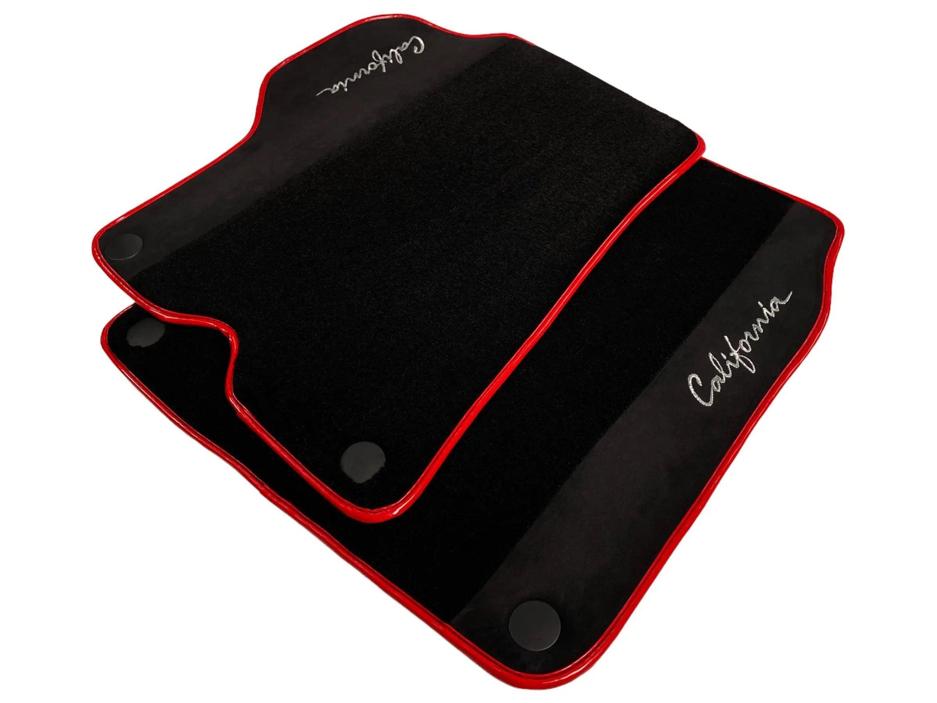 Black Floor Mats For Ferrari California 2008-2014 With Alcantara Red Trim - AutoWin