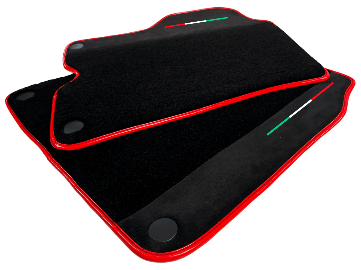 Black Floor Mats For Ferrari California 2008-2014 With Alcantara Red Trim - AutoWin