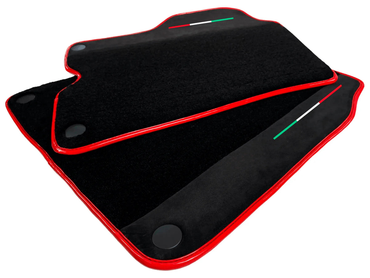 Black Floor Mats For Ferrari California 2008-2014 With Alcantara Red Trim - AutoWin