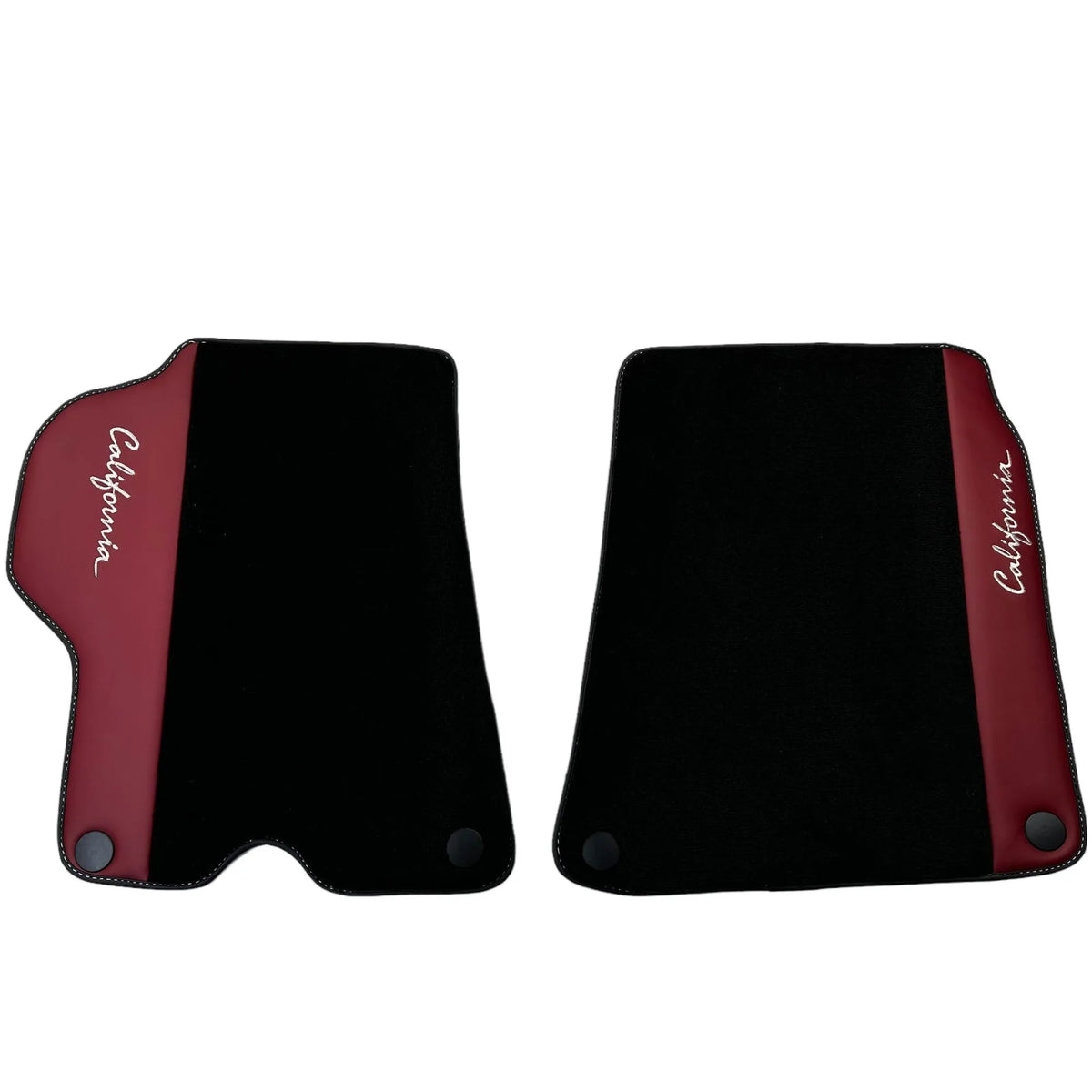 Black Floor Mats for Ferrari California (2008-2014) with Bordeaux Nappa Leather - AutoWin