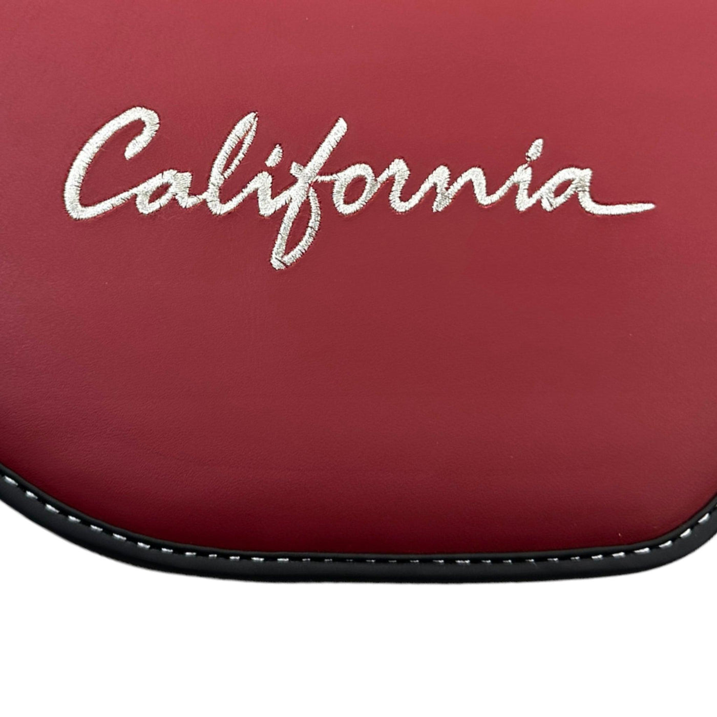 Black Floor Mats for Ferrari California (2008-2014) with Bordeaux Nappa Leather - AutoWin