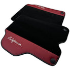 Black Floor Mats for Ferrari California (2008-2014) with Bordeaux Nappa Leather - AutoWin